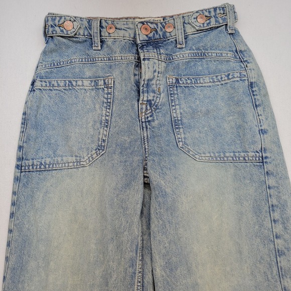 We the Free Jeans Womens 24 Blue Wide Leg High Rise Light Wash Denim - Picture 2 of 11